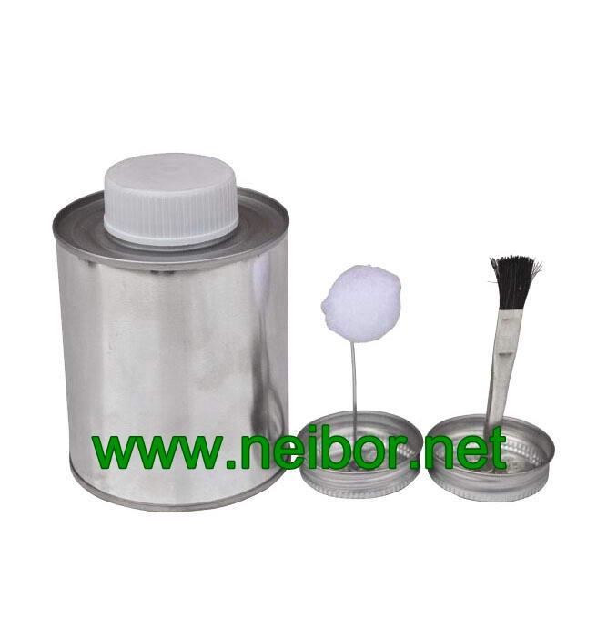 Plain silver color 250ML PVC glue can with plastic cap Brush in Can