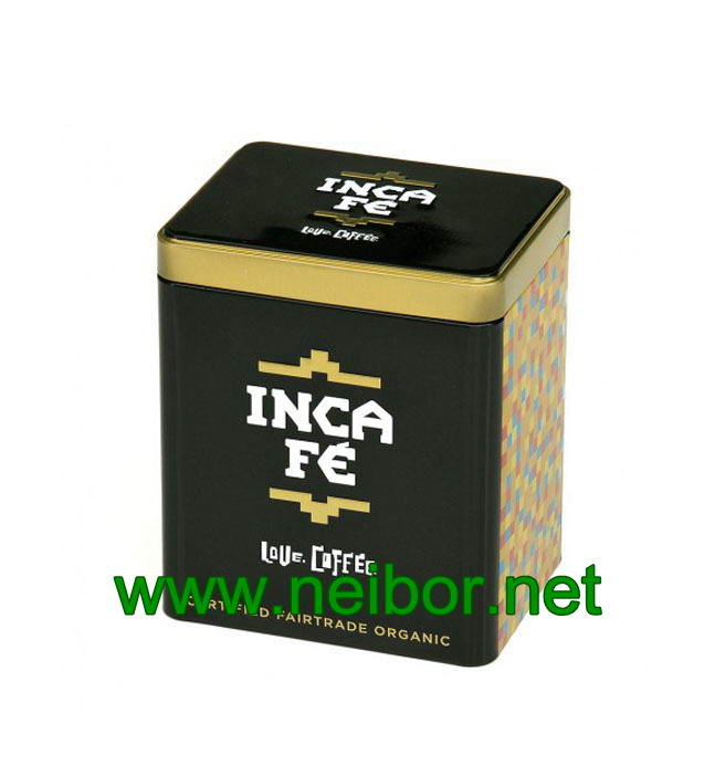 Rectangular shape coffee tin box with plastic connector NB-5623