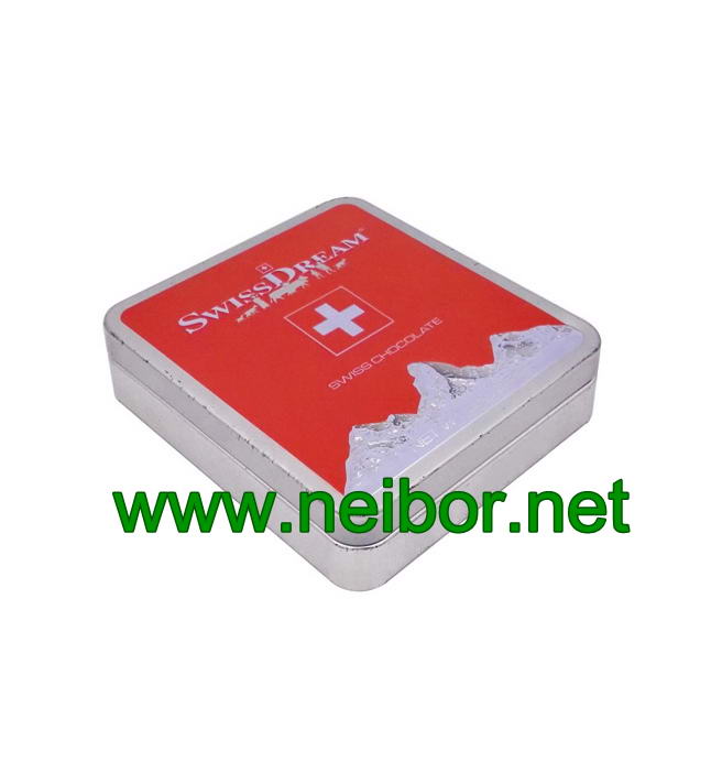 Accept custom order food packing industrial use rectangular shape chocolate metal tin box