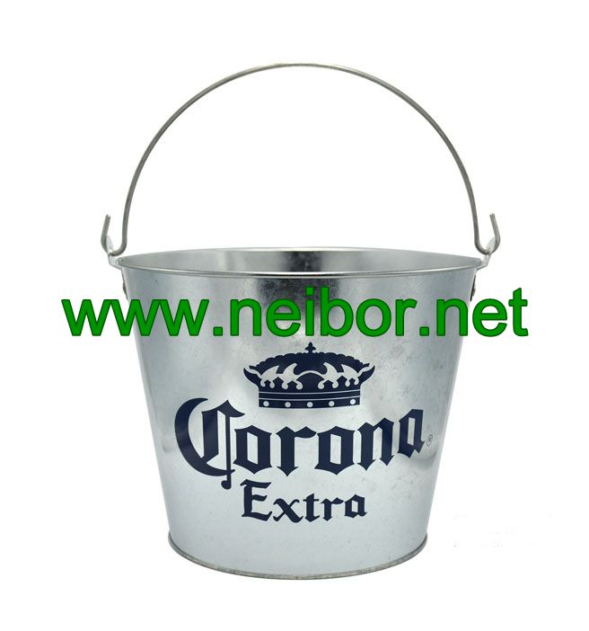 Galvanized steel 5QT ice bucket with handle for Corona beer