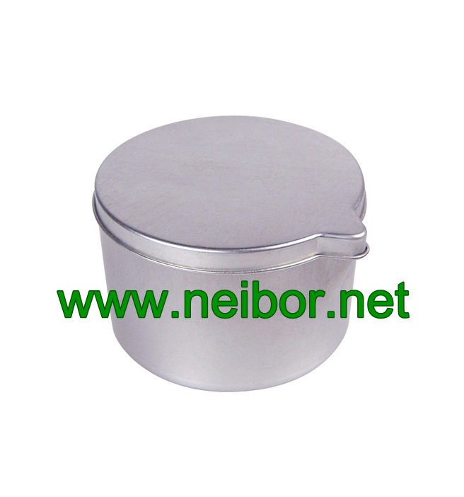 Silver color deep drawn seamless candle tin jar with spout lid 90ml