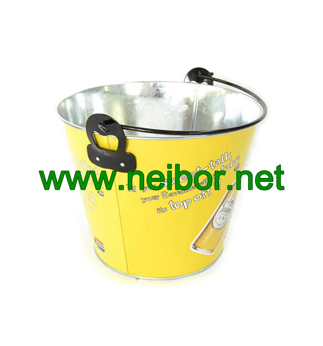 4.5Quart custom printing galvanized steel metal ice bucket beer cooler with bottle opener