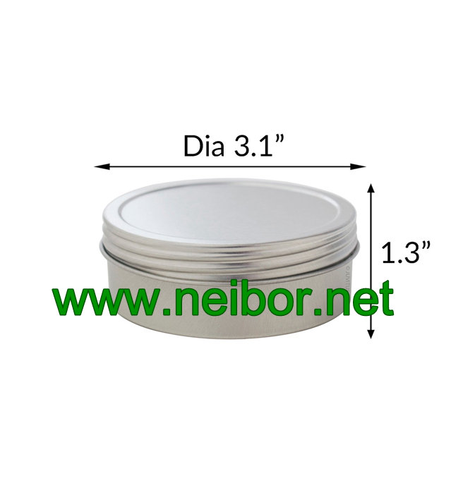 4oz(120grams) silver plain seamless round candle tin container with twist cap