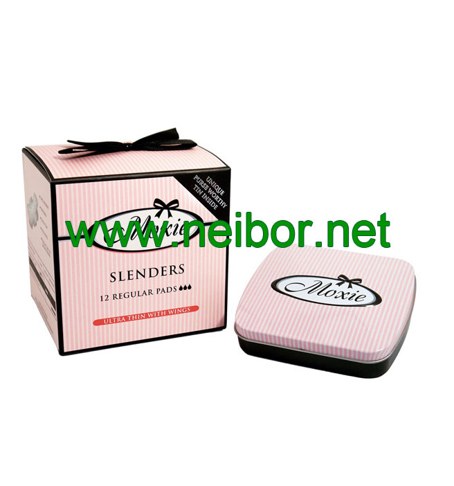 mini size hinged lid sanitary pad tin box