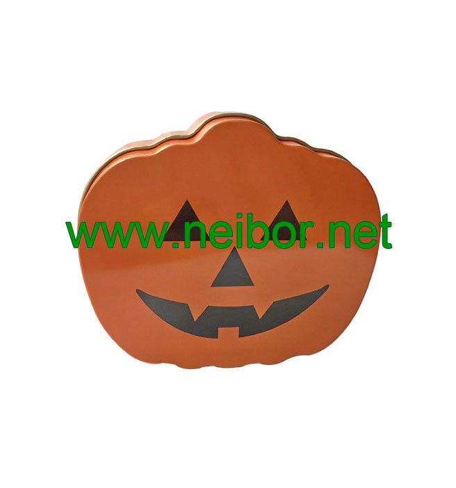 Halloween holiday pumpkin design gift tin box for candy & chocolate packaging