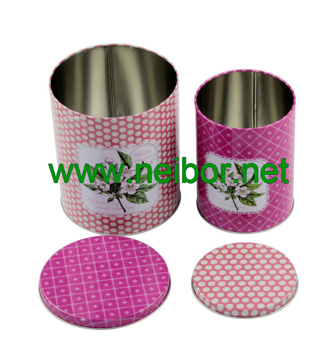 kitchen use round storage tins set/2 coffee can sugar box