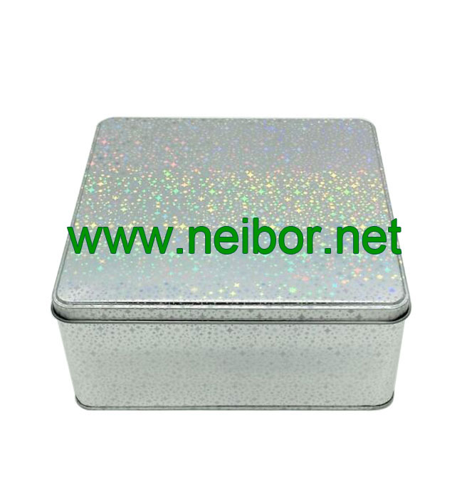 custom 3D holograhic/laser printing square shape decorative tin box