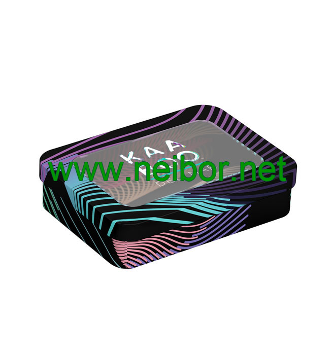 metal tin box with UV printing Logo on PVC window for football club seasonal tickets