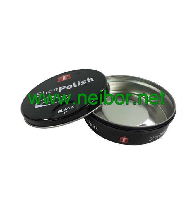 shoe polish round tin can 100ml 80g with press open system