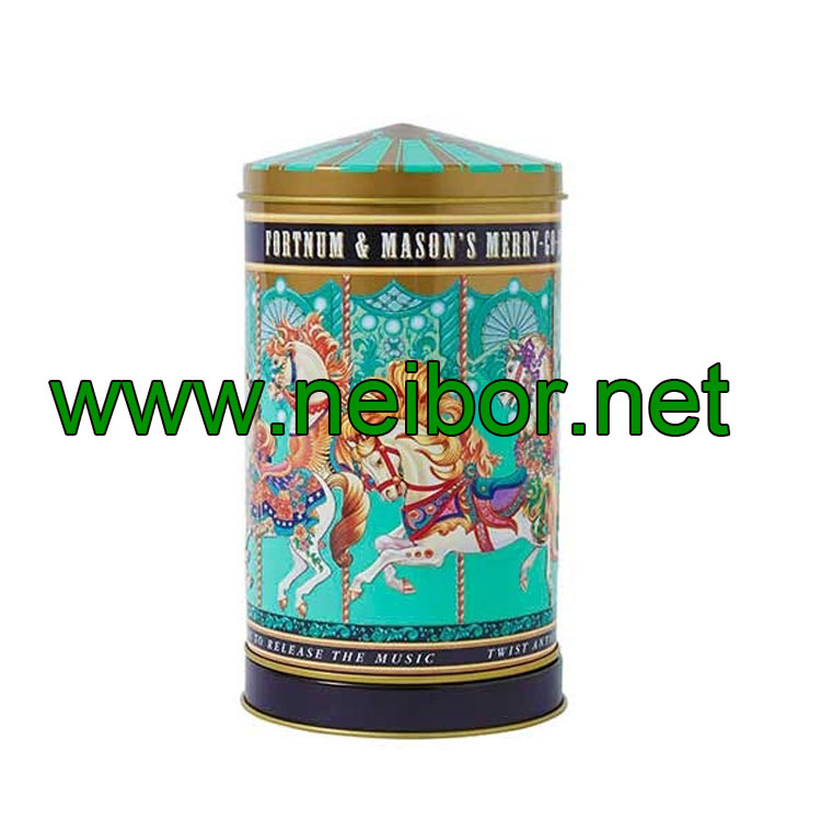 merry-go-round musical gift tin box with custom music tune